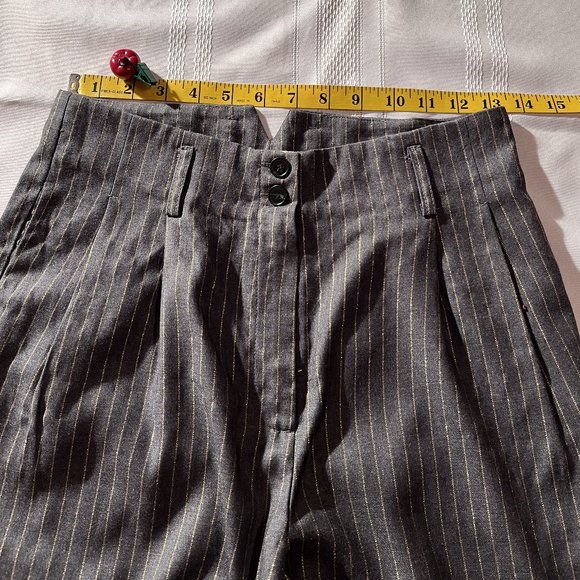 FRNCH Grey/gold pinstripe highwaisted trousers - Picture 11 of 15